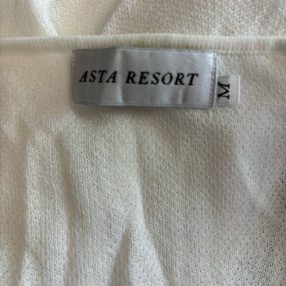 Asta Resort Ivory Nikita Dress Knit Button-down Shirt Sheer Medium Long Sleeve - Picture 9 of 11